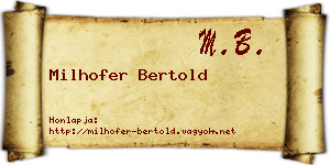 Milhofer Bertold névjegykártya